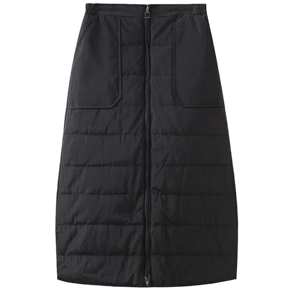 Quilted Puffer Skirt with Pockets, Insulated Winter A-Line